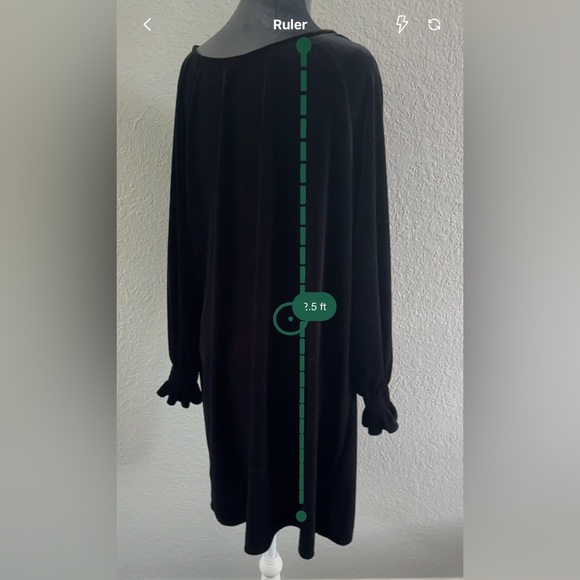 Black Velvet Dress | Size M | Ruffled Long Sleeves - Picture 6 of 6